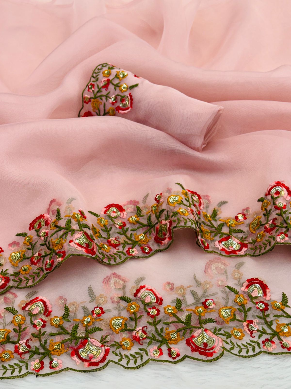  DF 180 Tanya Multi Embroidery Organza Saree Suppliers In India